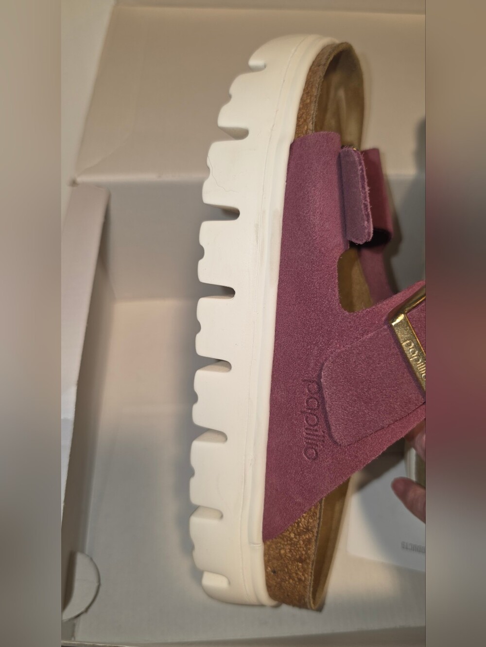 Birkenstock Papillio Arizona Chunky Platform Sandals Berry Crush Suede 38 Narrow - Picture 7 of 9